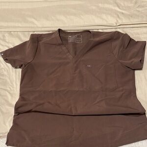 Figs Taupe Scrub Top One pocket
